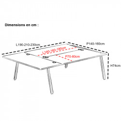 Bureau open space 3 personnes dimensions